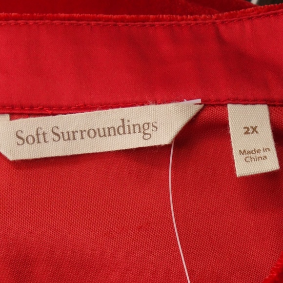 NEW SOFT SURROUNDINGS Red Velvet Montaigne Shirt - Picture 6 of 7
